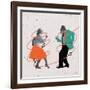 Contemporary Art Collage of Dancing Elder Man and Woman in Retro Styled Clothes Isolated over Light-master1305-Framed Photographic Print