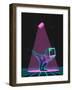 Contemporary Art Collage of Retro Dinosaur with Old Computer Screet Isoated over Dark Neon Backgrou-master1305-Framed Photographic Print