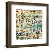 Contemporary Collage Newspaper-null-Framed Art Print