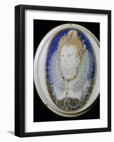 Contemporary miniature portrait of Elizabeth I of England. Artist: Nicholas Hilliard-Nicholas Hilliard-Framed Giclee Print