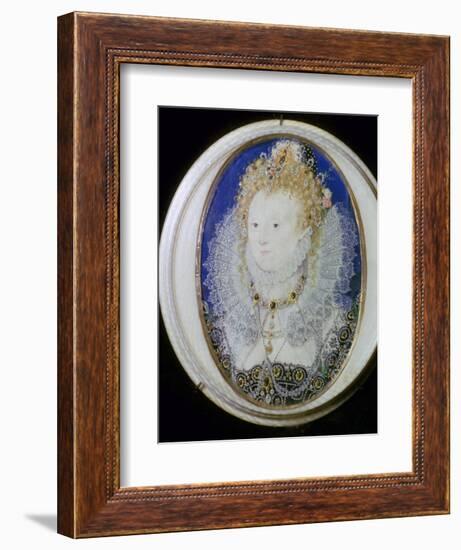 Contemporary miniature portrait of Elizabeth I of England. Artist: Nicholas Hilliard-Nicholas Hilliard-Framed Giclee Print