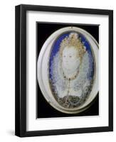 Contemporary miniature portrait of Elizabeth I of England. Artist: Nicholas Hilliard-Nicholas Hilliard-Framed Giclee Print