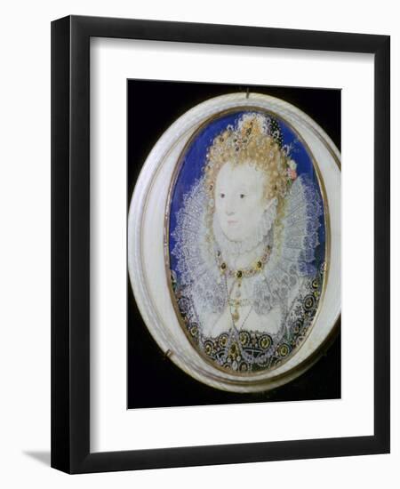 Contemporary miniature portrait of Elizabeth I of England. Artist: Nicholas Hilliard-Nicholas Hilliard-Framed Giclee Print