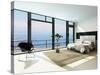 Contemporary Modern Sunny Bedroom Interior with Huge Windows-PlusONE-Stretched Canvas