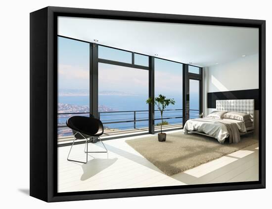 Contemporary Modern Sunny Bedroom Interior with Huge Windows-PlusONE-Framed Stretched Canvas