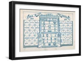 Contents Page, Based around an Open China Cabinet with Blue and White Tiles on Either Side-null-Framed Art Print