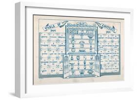 Contents Page, Based around an Open China Cabinet with Blue and White Tiles on Either Side-null-Framed Art Print