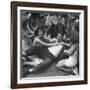 Contest Judge Ken Murray Being Wrestled to the Ground by Contestants in Beauty Pageant-Peter Stackpole-Framed Photographic Print