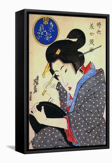 Contest of Beauties: a Geisha from the Eastern Capital, C1830-Keisai Eisen-Framed Stretched Canvas