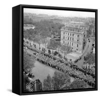 Contestants in the 1948 Tour De France Parade up the Champs Elysees-null-Framed Stretched Canvas