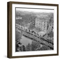 Contestants in the 1948 Tour De France Parade up the Champs Elysees-null-Framed Photographic Print