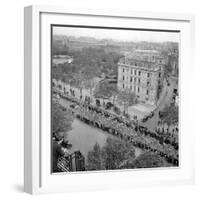 Contestants in the 1948 Tour De France Parade up the Champs Elysees-null-Framed Photographic Print