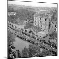 Contestants in the 1948 Tour De France Parade up the Champs Elysees-null-Mounted Photographic Print