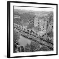 Contestants in the 1948 Tour De France Parade up the Champs Elysees-null-Framed Photographic Print