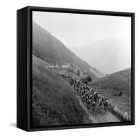 Contestants in the Grueling Tour De France are Seen on Their Way to the Mente Pass-null-Framed Stretched Canvas
