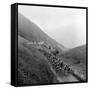 Contestants in the Grueling Tour De France are Seen on Their Way to the Mente Pass-null-Framed Stretched Canvas