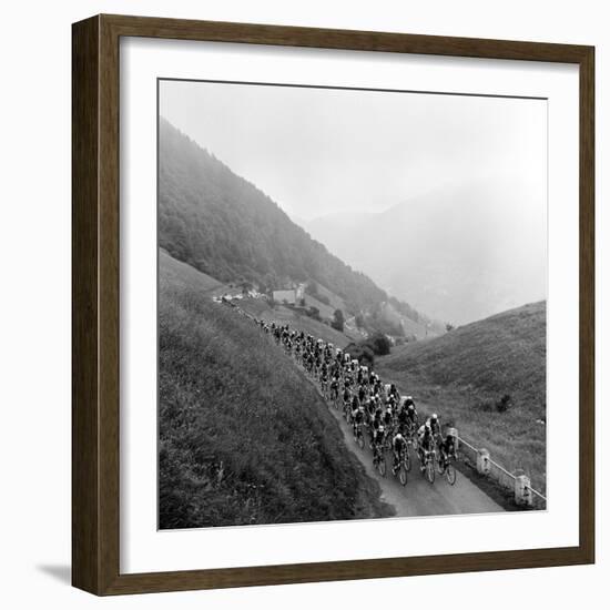 Contestants in the Grueling Tour De France are Seen on Their Way to the Mente Pass-null-Framed Photographic Print