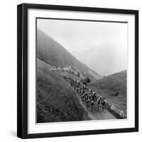 Contestants in the Grueling Tour De France are Seen on Their Way to the Mente Pass-null-Framed Photographic Print