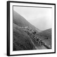 Contestants in the Grueling Tour De France are Seen on Their Way to the Mente Pass-null-Framed Photographic Print