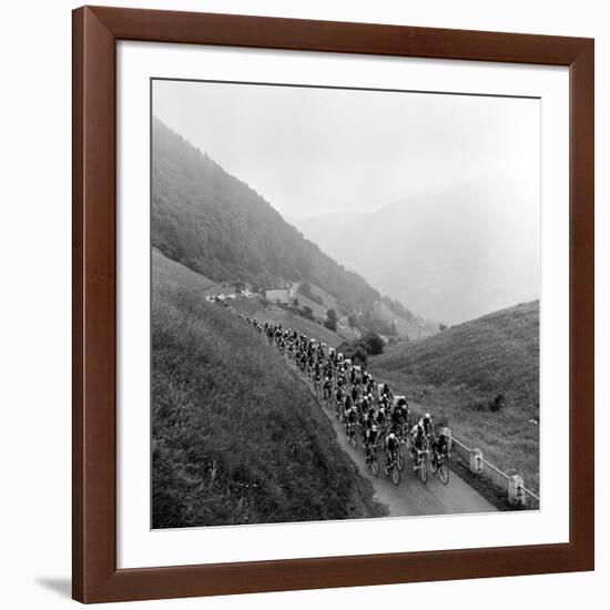 Contestants in the Grueling Tour De France are Seen on Their Way to the Mente Pass-null-Framed Photographic Print