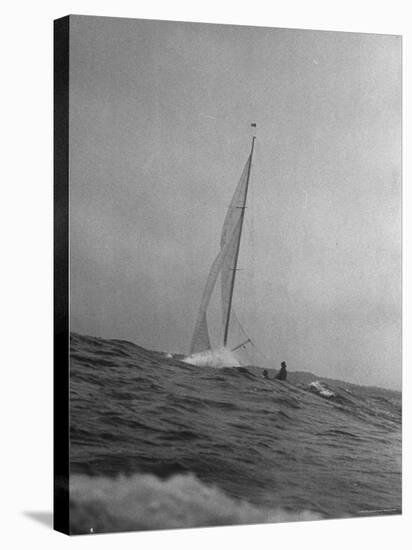 Contestants Sailing with Hull Down in the Heavy Seas-Cornell Capa-Stretched Canvas