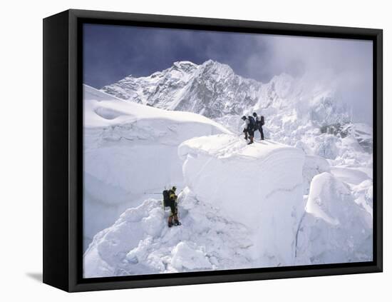 Contimplating the Route, Khumbu Ice Fall-Michael Brown-Framed Stretched Canvas