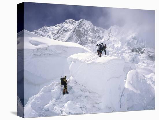 Contimplating the Route, Khumbu Ice Fall-Michael Brown-Stretched Canvas