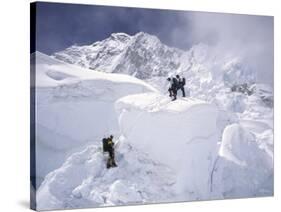 Contimplating the Route, Khumbu Ice Fall-Michael Brown-Stretched Canvas