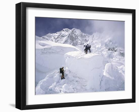 Contimplating the Route, Khumbu Ice Fall-Michael Brown-Framed Premium Photographic Print