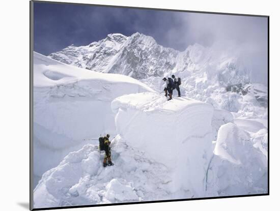 Contimplating the Route, Khumbu Ice Fall-Michael Brown-Mounted Premium Photographic Print