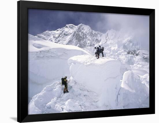 Contimplating the Route, Khumbu Ice Fall-Michael Brown-Framed Premium Photographic Print