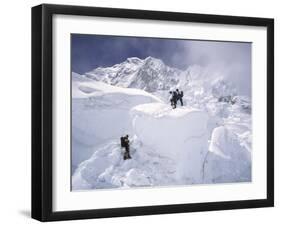 Contimplating the Route, Khumbu Ice Fall-Michael Brown-Framed Photographic Print