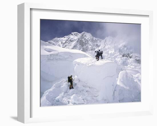 Contimplating the Route, Khumbu Ice Fall-Michael Brown-Framed Photographic Print