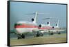 Continental Airplanes on Runway-null-Framed Stretched Canvas