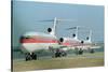 Continental Airplanes on Runway-null-Stretched Canvas