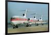 Continental Airplanes on Runway-null-Framed Photographic Print