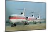 Continental Airplanes on Runway-null-Mounted Photographic Print