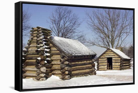 Continental Army Soldiers' Cabins Reconstructed at Valley Forge Winter Camp, Pennsylvania-null-Framed Stretched Canvas