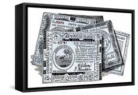 Continental Bills, American Currency during the Revolutionary War-null-Framed Stretched Canvas