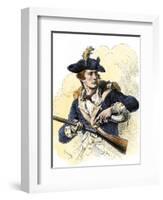 Continental Soldier Loading His Musket, American Revolution-null-Framed Giclee Print