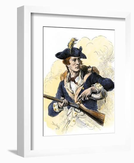 Continental Soldier Loading His Musket, American Revolution-null-Framed Giclee Print