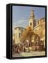 Continental Street Scene-Jacques Carabain-Framed Stretched Canvas