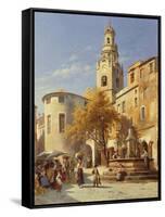 Continental Street Scene-Jacques Carabain-Framed Stretched Canvas