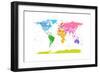 Continents World Map-Michael Tompsett-Framed Art Print