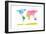 Continents World Map-Michael Tompsett-Framed Art Print