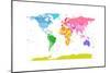 Continents World Map-Michael Tompsett-Mounted Art Print