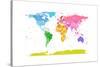 Continents World Map-Michael Tompsett-Stretched Canvas