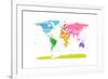 Continents World Map-Michael Tompsett-Framed Art Print