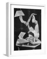 Contortionist Assembling a Dymaxion Map-Wallace Kirkland-Framed Photographic Print