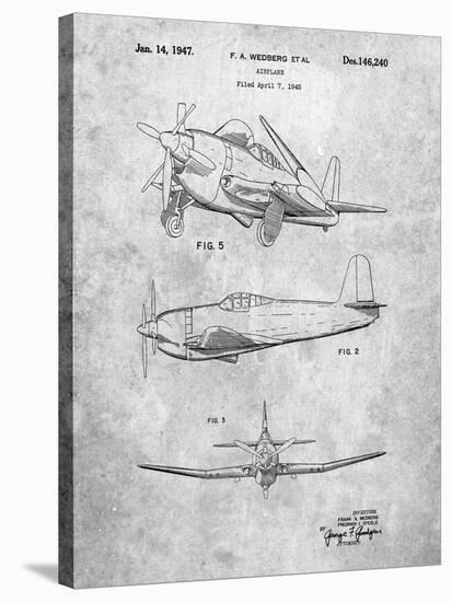 Contra Propeller Low Wing Airplane Patent-Cole Borders-Stretched Canvas